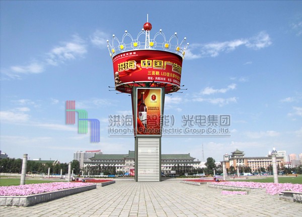 旋转皇冠户外高炮广告塔牌效果图